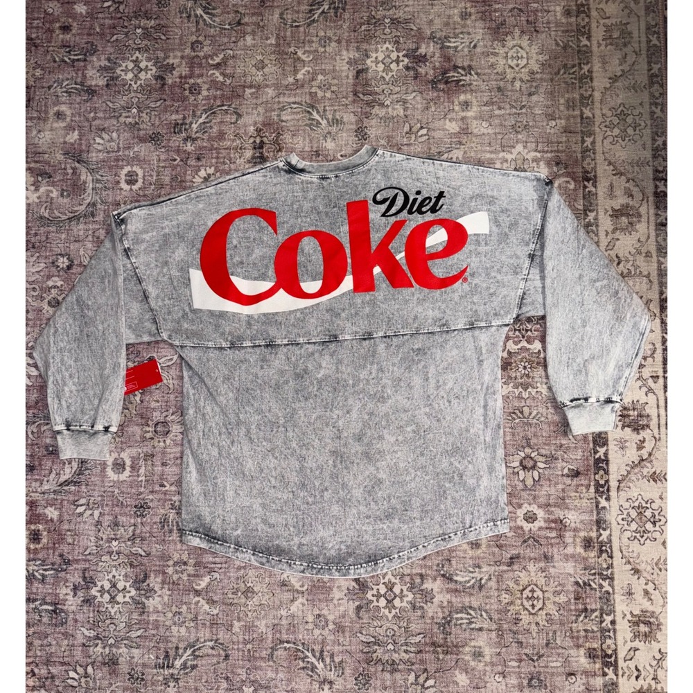 Spirit Jersey Diet Coke Mineral Wash Gray Long Sleeve Shirt Womens Medium‎ NWT